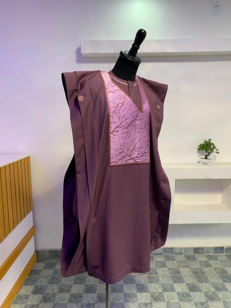 A Mauve agbada X Branch embroidery deets