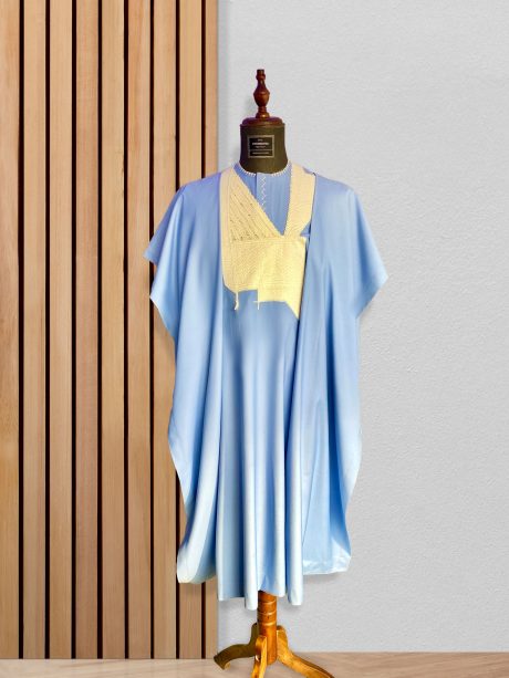 Sky blue Agbada set with jakan embroidery