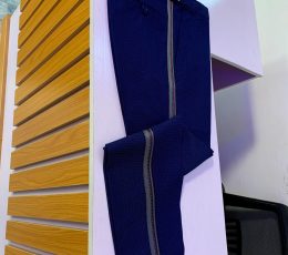 Navy pants with side panel