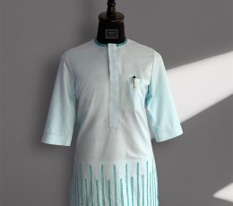 Embroidered base mint kaftan