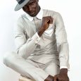Light grey striped kaftan X collar and stylish pockets