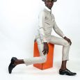 Light grey striped kaftan X collar and stylish pockets