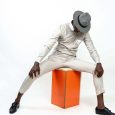 Light grey striped kaftan X collar and stylish pockets