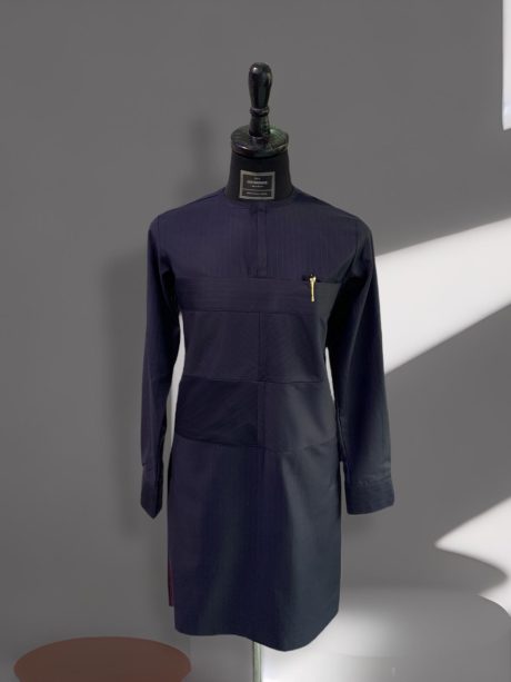 Distinguished Striped Blue Kaftan Set