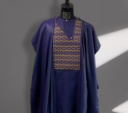 A deep blue X gold agbada combo
