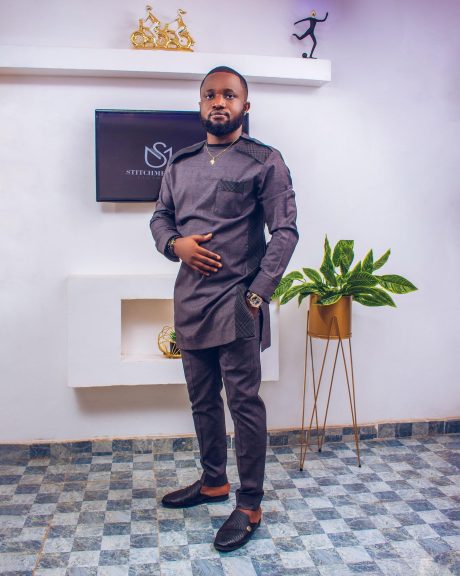 Deep grey checkered kaftan