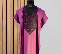 A Vibrant pink agbada set X Black details