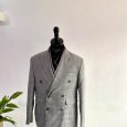 Plaid double-breasted three-piece suit