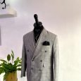 Plaid double-breasted three-piece suit