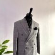 Plaid double-breasted three-piece suit